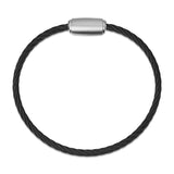Rope Bracelet Black Wire & Matt Silver Clasp