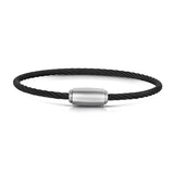 Rope Bracelet Black Wire & Matt Silver Clasp
