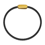 Rope Bracelet Matt Black Wire & Satin Gold Clasp