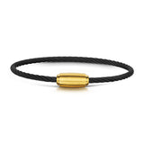 Rope Bracelet Matt Black Wire & Satin Gold Clasp