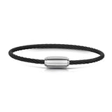 Rope Bracelet Matt Black Wire & Satin Silver Clasp