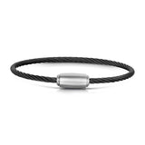 Rope Bracelet Satin Black Wire & Matt Silver Clasp