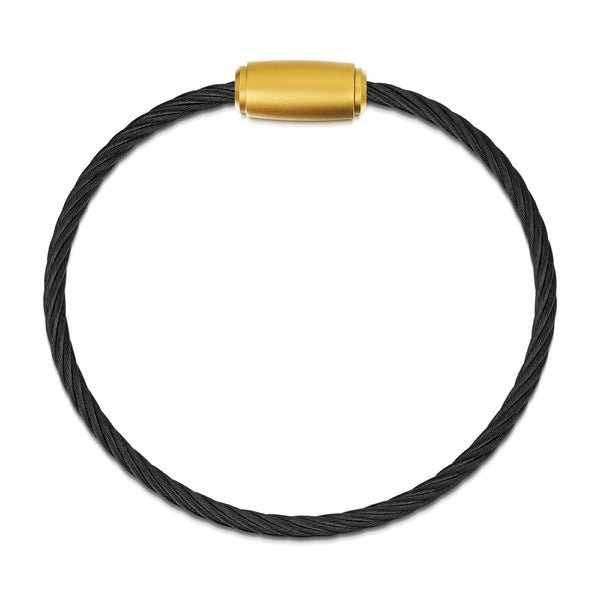 Rope Bracelet Matt Black Wire & Matt Gold Clasp