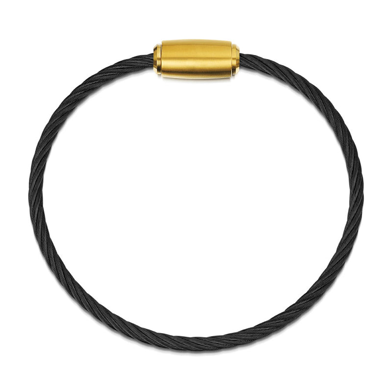 Rope Bracelet Matt Black Wire & Satin Gold Clasp