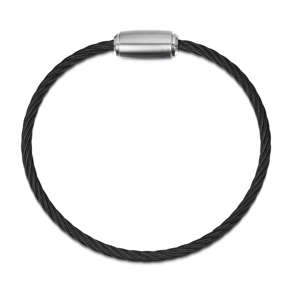 Rope Bracelet Matt Black Wire & Satin Silver Clasp
