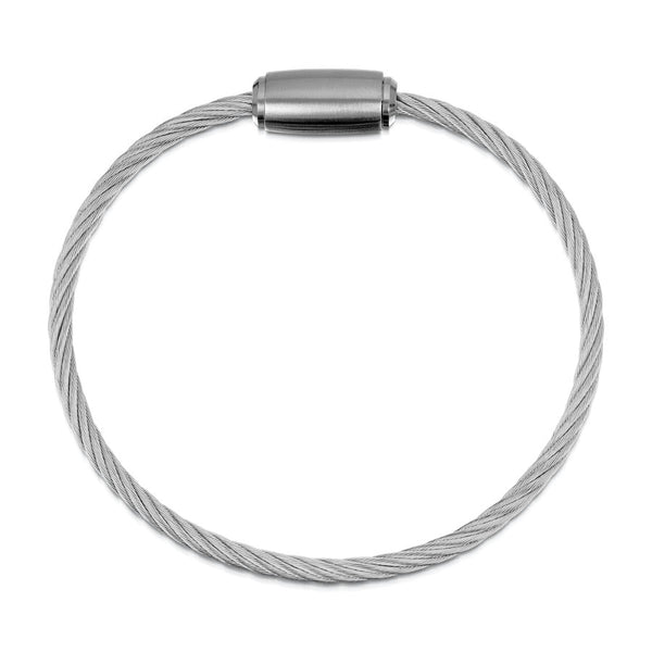 Rope Bracelet Matt Silver Wire & Satin Graphite Clasp