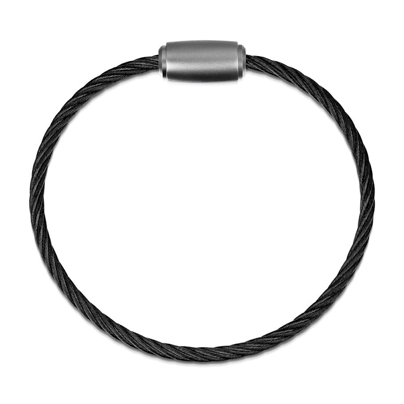 Rope Bracelet Satin Black Wire & Matt Graphite Clasp