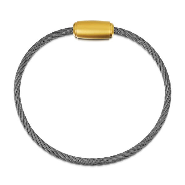Rope Bracelet Satin Graphite Wire & Matt Gold Clasp