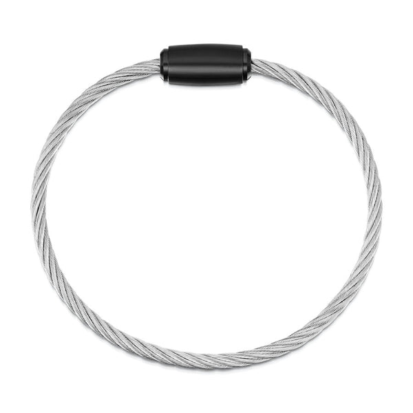Rope Bracelet Satin Silver Wire & Satin Black Clasp