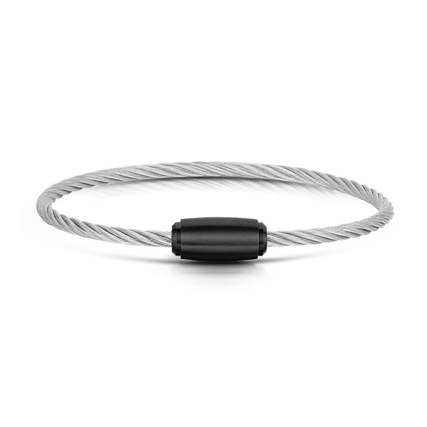 Rope Bracelet Satin Silver Wire & Satin Black Clasp